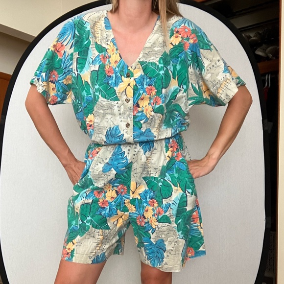 Addition-Elle Vintage Tropical Print Cotton Romper (20W) - Picture 15 of 15